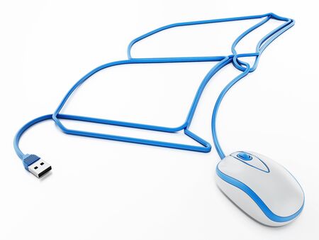 Mouse cable formes a book shape. 3D illustration.の写真素材