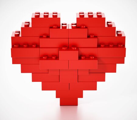 Red blocks forming a heart shape. 3D illustration.の写真素材