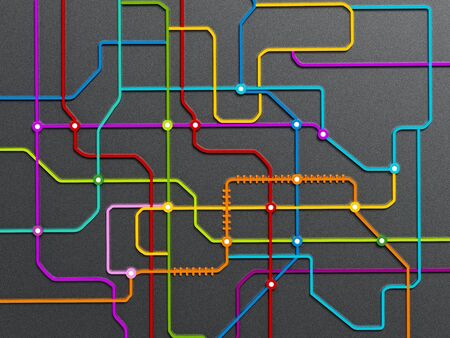 Subway map consisting of colorful crossing lines. 3D illustration.の写真素材