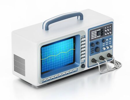 Oscilloscope isolated on white background. 3D illustration.の写真素材