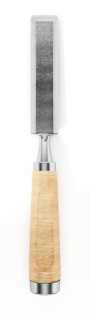 Carpenter's chisel isolated on white background. 3D illustration.