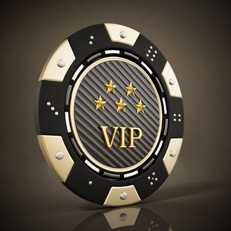 Casino chip on reflective dark background. 3D illustration.の写真素材