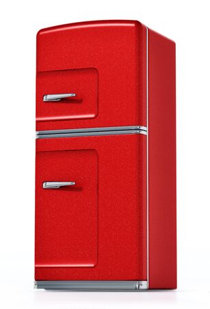 Vintage refrigerator isolated on white background. 3D illustration.の写真素材