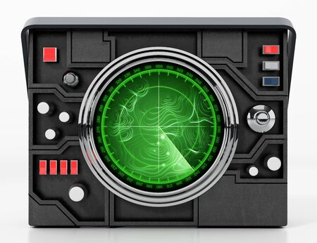Retro radar system isolated on white background. 3D illustration.の写真素材