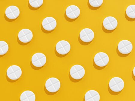 Group of pills standing in line. 3D illustration.の写真素材