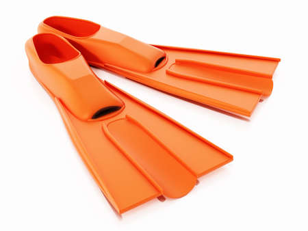 A pair of diving fins isolated on white background. 3D illustration.