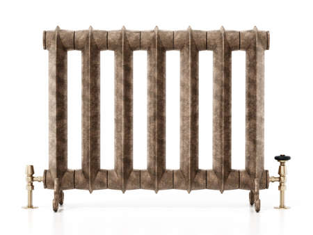 Vintage radiator isolated on white background. 3D illustration.の写真素材