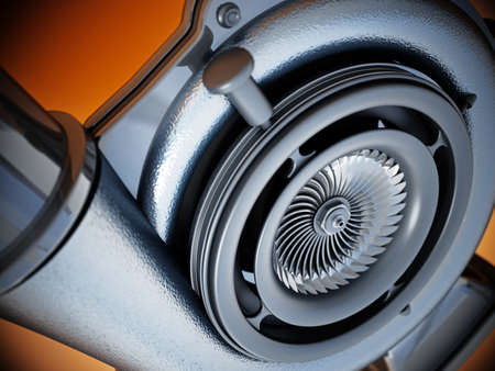 Generic turbo detail with depth of field effect. 3D illustration.