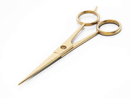 Hair cutting scissors isolated on white background. 3D illustration.の写真素材