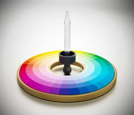 Color picker and color wheel isolated on white background. 3D illustration.の写真素材