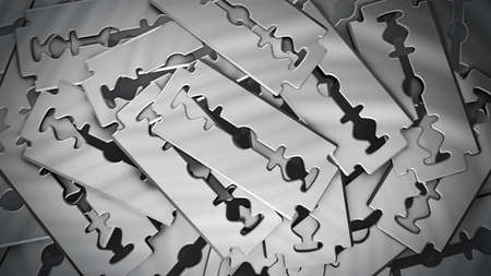 Stack of razor blades background. 3D illustration.の写真素材