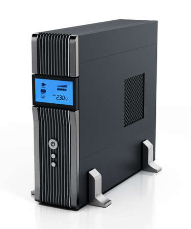Uninterruptible power supply UPS isolated on white background. 3D illustration.