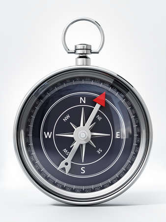 Vintage compass with black gauge isolated on white background. 3D illustration.の写真素材