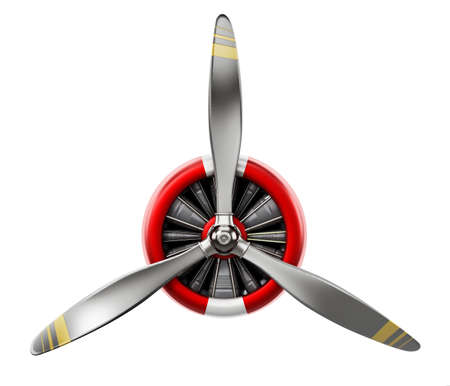 Vintage airplane propeller isolated on white background. 3D illustration.の写真素材