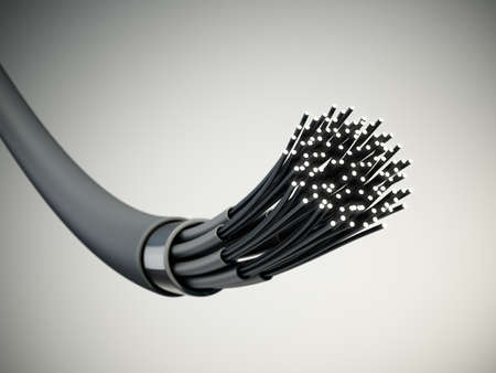 Fiber optic cable isolated on gray background. 3D illustration.