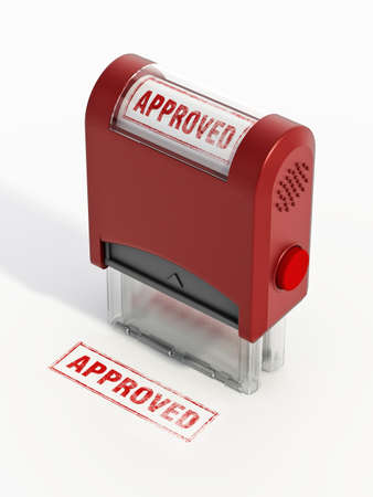 Rubber stamp with approved seal. 3D illustration.の写真素材