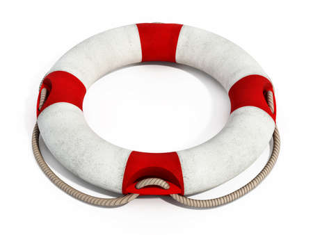 Life buoy isolated on white background. 3D illustration.の写真素材
