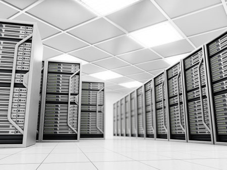Network server room. 3D illustration.