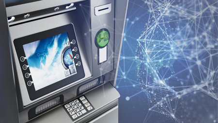 Generic ATM or Automated Teller Machine. 3D illustration.
