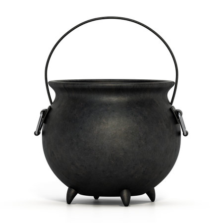 Witch cauldron isolated on white background. 3D illustration.の写真素材