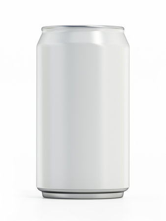 White 330ml soda can mockup. Blank package for your own designs. 3D illustration.の写真素材