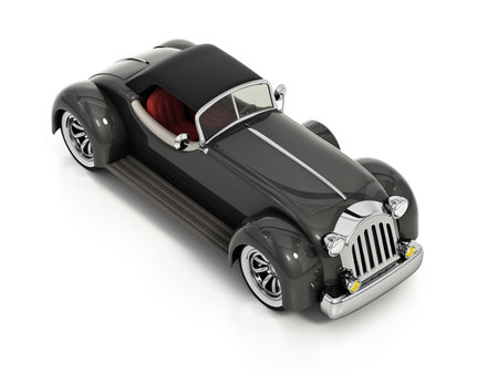 Vintage sports car isolated on white background. 3D illustration.の写真素材