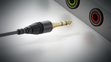 3.5 inch plug and jacks isolated on white background. 3D illustration.の写真素材