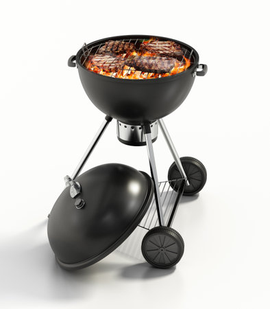 Barbecue isolated on white background. 3D illustration.の写真素材