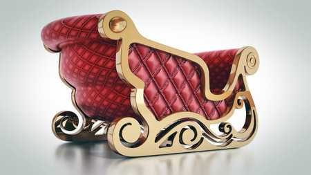 Santa's sleigh isolated on white background. 3D illustration.の写真素材