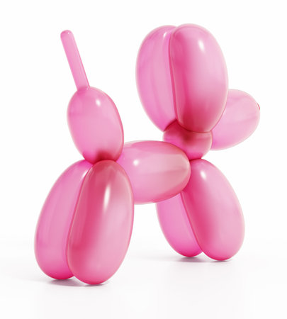 Yellow balloon dog isolated on white background. 3D illustration.の写真素材