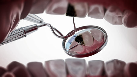 Decayed tooth diagnosis and treatment. 3D illustration.の写真素材