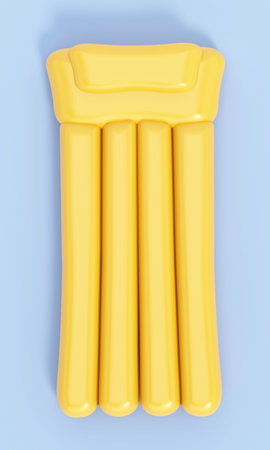Cartoon inflatable pool float isolated on blue background. 3D illustration.