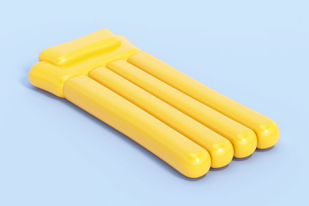 Cartoon inflatable pool float isolated on blue background. 3D illustration.