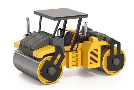 Asphalt paver isolated on white background. 3D illustration.