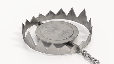 Bear trap isolated on white background. 3D illustration.