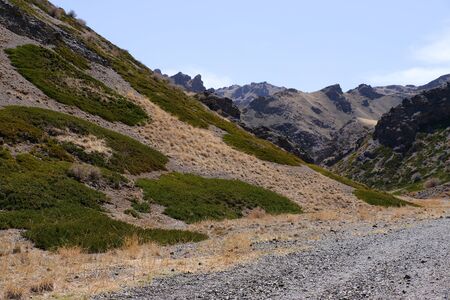 Panoramic view The Yol Valley Mongolian ,also known as 'Ice Valley", southern Mongoliaの写真素材