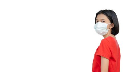 Asia girl wearing mask with white background.cilpping path.の写真素材