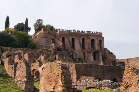 Roman Forum  on October 24,2019 : Many tourist at Roman Forum famous landmark at Rome Italy.のeditorial素材