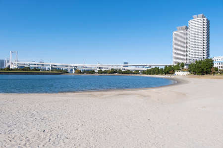Landscape view at  Daiba beach famous landmark at Japan.の写真素材