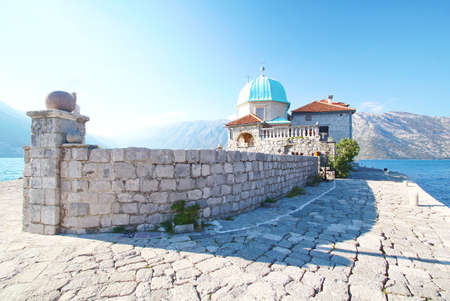 Beautiful Panoramic view the rock of lady at kotor bay Montenegroの写真素材