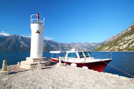 Beautiful Panoramic view the rock of lady at kotor bay Montenegroの写真素材