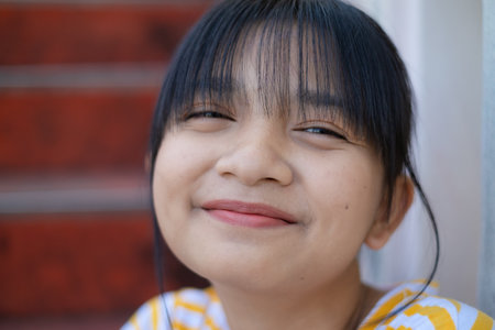 Portrait young girl at school,ASian girl.の写真素材