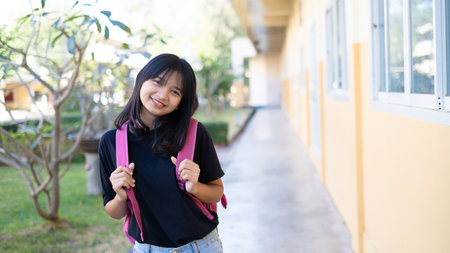 School girl at school,Asian girl.の写真素材