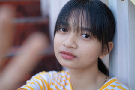 Portrait young girl at school,ASian girl.の写真素材
