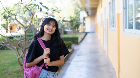 School girl at school,Asian girl.の写真素材