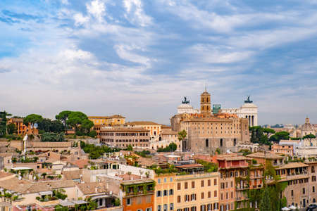 Beautiful landscape view at Roman Forum famous landmark at Rome Italy.の写真素材