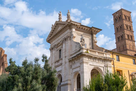 Beautiful landscape view at Roman Forum famous landmark at Rome Italy.の写真素材