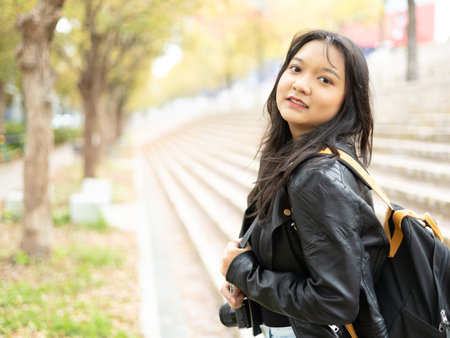 lifestyle Beautiful young girl tourist in Osaka Japan.