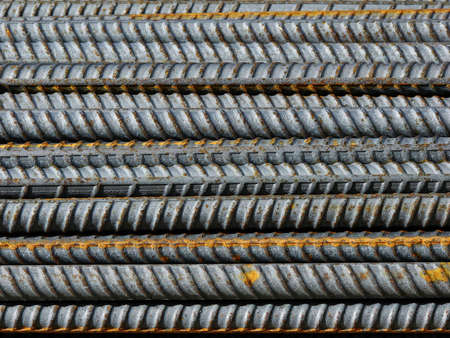 Steel Rebar rods, used to reinforce concrete formsの写真素材