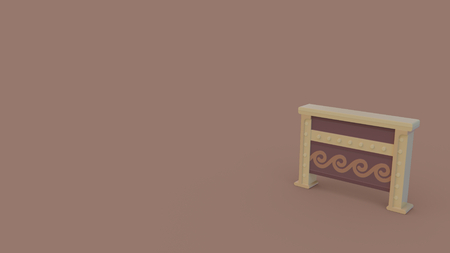 3d icon of ancient chest isolated on light brown backgroundの写真素材